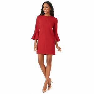 $395 NWT Tibi Womens Cocktail Dress Size 4 Red Bell Sleeve Party Wedding Luxury